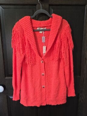 saltwater LUXE Creamsicle Fringe Button-Front Cardigan